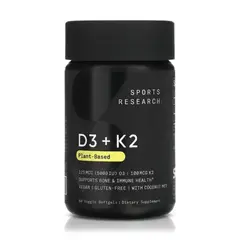 VITAMINA - D3 + K2 125 mcg/100 mcg (60 Softgels) - Huesos Fuertes - Sports Research