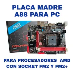 GENERICO - PLACA MADRE A88 PARA PC CON SOCKET FM2 Y FM2+ PARA PROCESADORES AMD