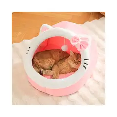 GENERICO - Cama de gato con diseño cueva Gatuna Rosa + cojin