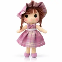 GENERICO - Muñeca de Peluche 35 cm con Vestido y Sombrero – Diseño Clásico
