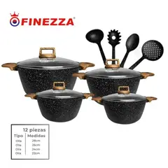 FINEZZA - JUEGO DE OLLAS ULTRAGRANITO 12 Pzas