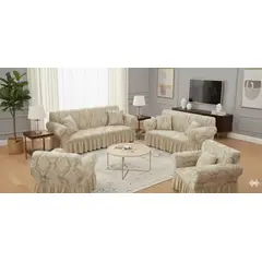 SALA FABULOSA - Funda de mueble 3-2-1 en labrado imperial - perla