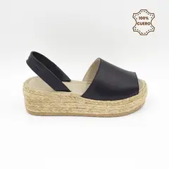 FAR WEST - Sandalias Plataforma Mujer Aixa Cuero Negro