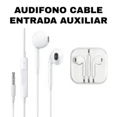 GENERICO - AUDIFONO CABLE AUXILIAR CON CONTROL VOLUMEN BLANCO