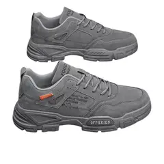 DANWEILE - Zapatos lona para hombre zapatos de seguridad antideslizantes-Gris