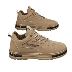 DANWEILE - Zapatos trabajo hombre antideslizantes y resistentes al desgaste-Caqui