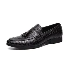 DANWEILE - Zapatos de piel suave cómodos y antideslizantes para hombre - Negro