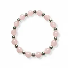 ESPIRAL ROJO - Pulsera Cuarzo Rosa 8mm - Plata