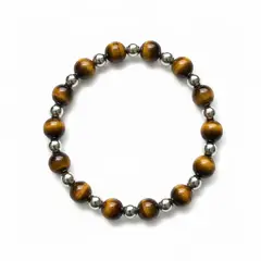 ESPIRAL ROJO - Pulsera Ojo de Tigre 8mm - Plata