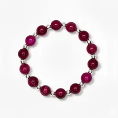 ESPIRAL ROJO - Pulsera Agata Fucsia 8mm - Plata