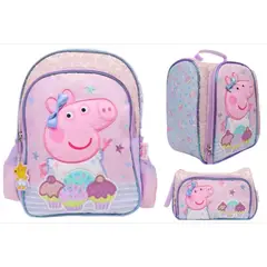 CHILDRENS CLUB - SET MOCHILA ESCOLAR PEPPA PIG CUPCAKE CHILDREN CLUB