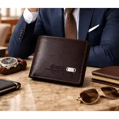 GENERICO - BILLETERA DE CUERO PU PARA HOMBRE COLOR MARRÓN