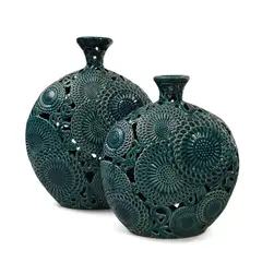 GENERICO - Floreros Calados Azul Set 2 Pzs