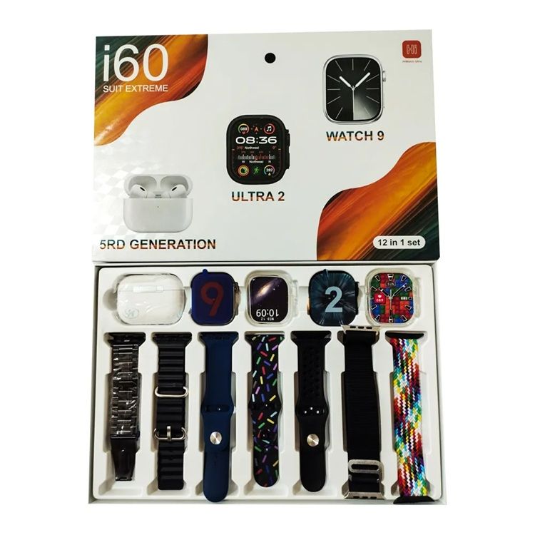 Smartwatch I60 SUIT 2 smartwatch y 7 correas Negro