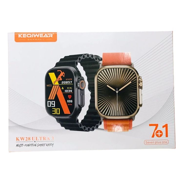 Smartwatch KW28 ULTRA 3 Con 7 correas Negro