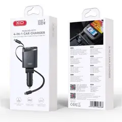 XO - Cargador de Auto inteligente 4 en 1, retráctil Tipo lightning - Tipo C 108 W XO-CC71