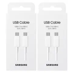 SAMSUNG - Pack 2 Cables Originales Tipo C a C 5A 180cm Blanco