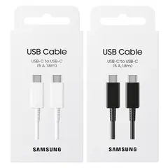 SAMSUNG - Pack 2 Cables Originales Tipo C a C 5A 180cm Blanco y Negro