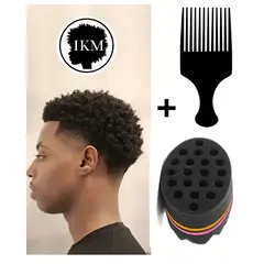 GENERICO - Dúo Esponja de cabello rizo y afro + Trinche desenredante