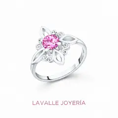 OEM - Anillo Nudo de Bruja en Plata 950 Zircón Rosado Lavalle Joyeria