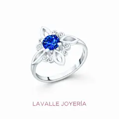 OEM - Anillo Nudo de Bruja en Plata 950 Color Zafiro Lavalle Joyeria