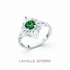 OEM - Anillo Nudo de Bruja en Plata 950 Color Esmeralda Lavalle Joyeria