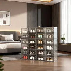 GENERICO - Pack x 20 Organizador De Zapatos Con Sistema De Ventilación Con Marco Gris