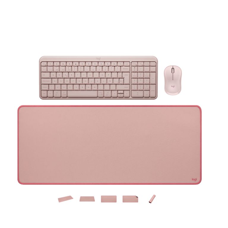 KIT TECLADO Y MOUSE K250 MOUSE M240 PAD MOUSE ROSADO