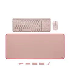 LOGITECH - KIT TECLADO Y MOUSE K250 MOUSE M240 PAD MOUSE ROSADO