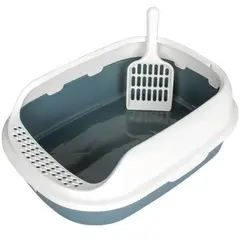 INSPIRA - Arenero Gato Caja de Arena 40 x 30 x 13 Azul Verdoso