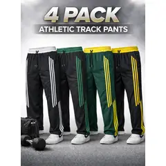ENKI - Pack 4 Pantalones Track Hombre Oversized Tela Nova Anchos Deportivo
