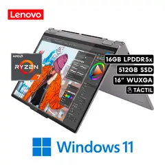 LENOVO - Laptop Yoga 7 2-en-1 16AHP9 - Ryzen 7 8840HS RAM 16GB Disco 512GB SSD 16" WUXGA Táctil W11