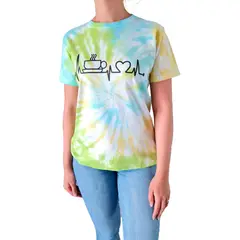 GENERICO - Polo mujer tye die multicolor Diseño COFFEE - Nathalie love it - multicolor