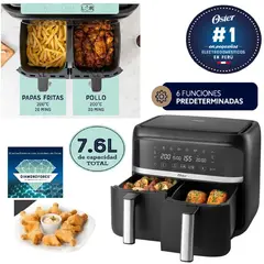 OSTER - Freidora de Aire Dual de 7,6 Lts con Recubrimiento DiamondForce