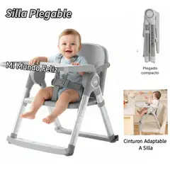 BEBE - Silla de Comer para Portatil Plegado Compacto Gris