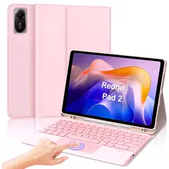 GENERICO - Funda Con Teclado Bluetooth Touchpad para Redmi Pad 2 2025 - ROSADO