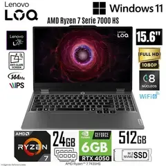 LENOVO - LAPTOP LOQ Ryzen 7- 7435 24GB RAM 512GB SSD 15.6" RTX 4050