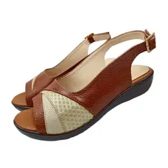 GENERICO - Sandalias en Cuero Genuino con correa en taco de 03cm