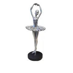GENERICO - Figura Decorativa Bailarina Plateada Estilo Clásico - Adorno Elegante para Sala Regalo Ideal