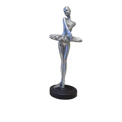 GENERICO - Figura Decorativa Bailarina Plateada Estilo Elegante - Adorno Elegante para Sala Regalo Ideal