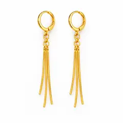 GENERICO - Aretes largos dorados con cadenitas para mujer fiesta