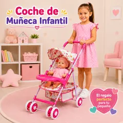 GENERICO - Coche Muñeca Pañalero con Comedor 6 Llantas Para Niñas