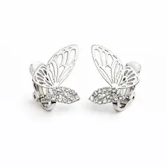 GENERICO - Aretes a presión mariposa dorada con brillo para mujer sin hueco