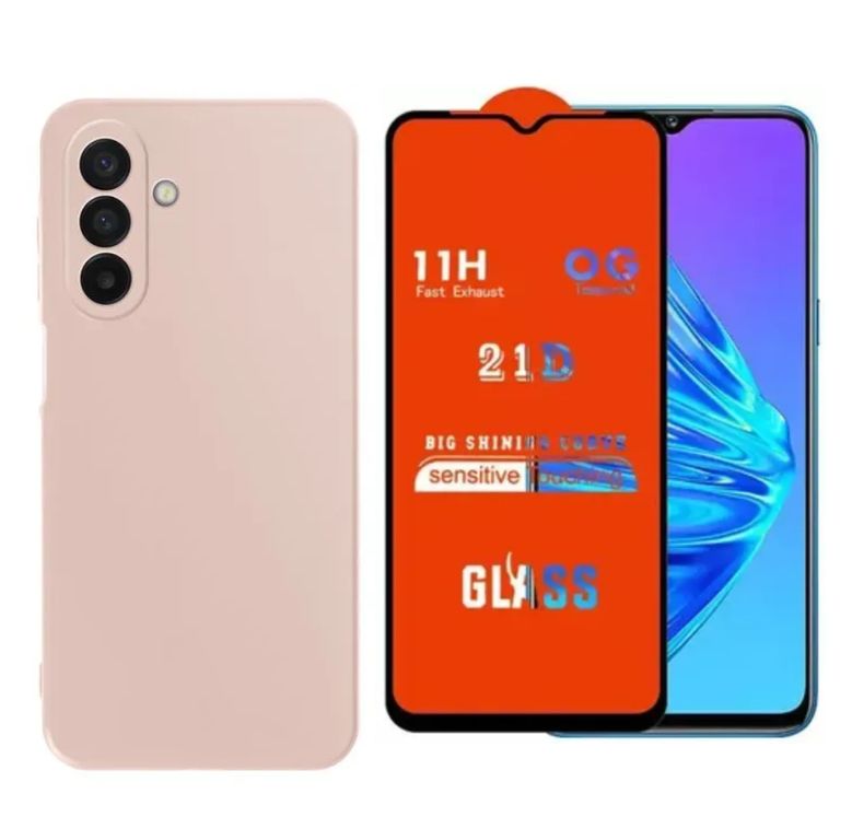 CASE SILICONA PARA SAMSUNG A26 ROSADO + MICA