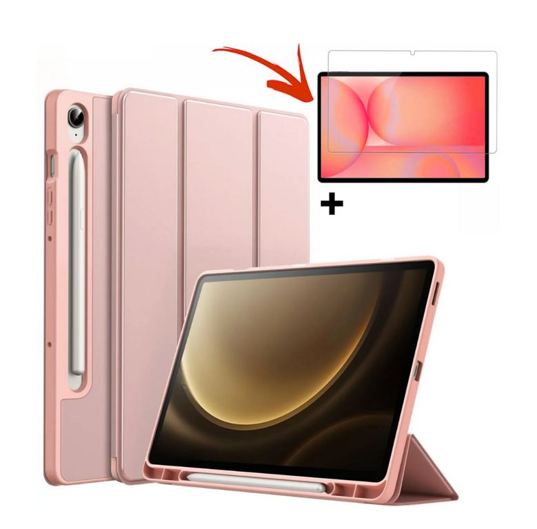 Funda Smart cover Samsung S10 - S10 FE color ROSADO + mica de vidrio