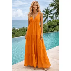 AMA OUTFITTERS - VESTIDO TRES TABLEROS JEANS