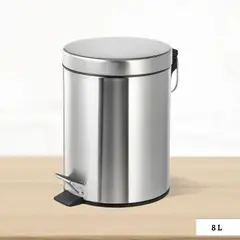 EKO - Papelera Redonda con pedal de Acero Inoxidable 8 Litros