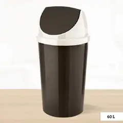 REY - Papelera Aura Grande con Tapa Vaivén Marrón 26 Litros