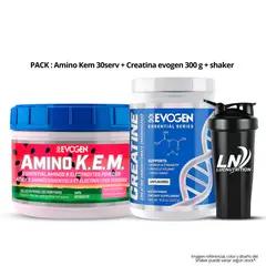 EVOGEN - Amino K.E.M 30 servicios - Aminoácidos - Watermelon + Creatina 300 g + Shaker