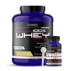 ULTIMATE NUTRITION - Prostar 100 % Whey 5 LB - Vainilla Crema + Creatina 120 g + Scoop